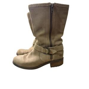 UGG Australia Silva Fawn Suede Taupe Women's Boots Italian Patent Snake Size 8